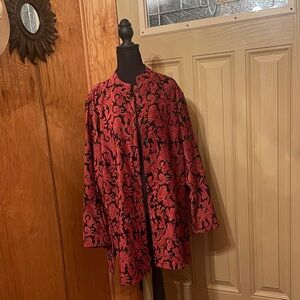 Chico's Red and Black Patterned Cape